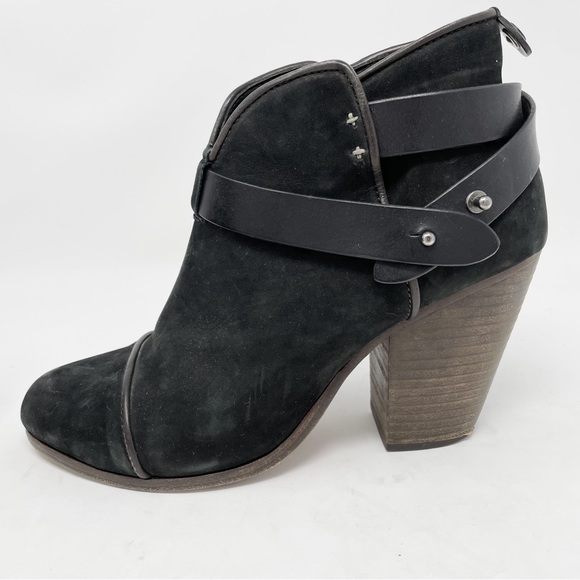 rag & bone Shoes - Rag & Bone Black Harrow Bootie Black Ankle Boot Buckle 38.5 Stacked Heel